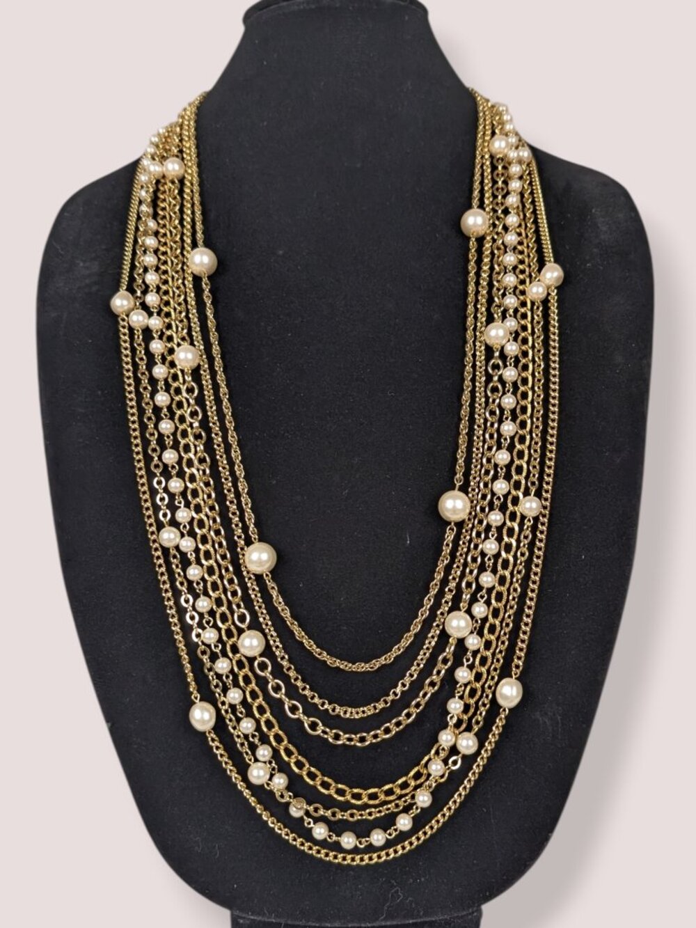 Joan Rivers 7-Strand Chain & Faux Pearl Statement Necklace